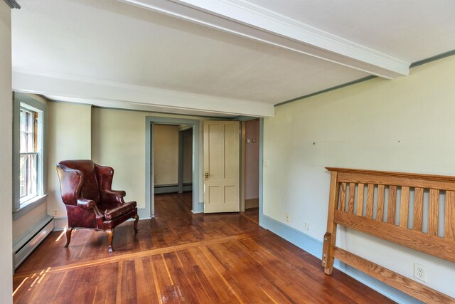 3 Foundry St, Amherst, NH 03031 - living area with a baseboard heating unit, hardwood / wood-style flooring, baseboards, and ornamental molding