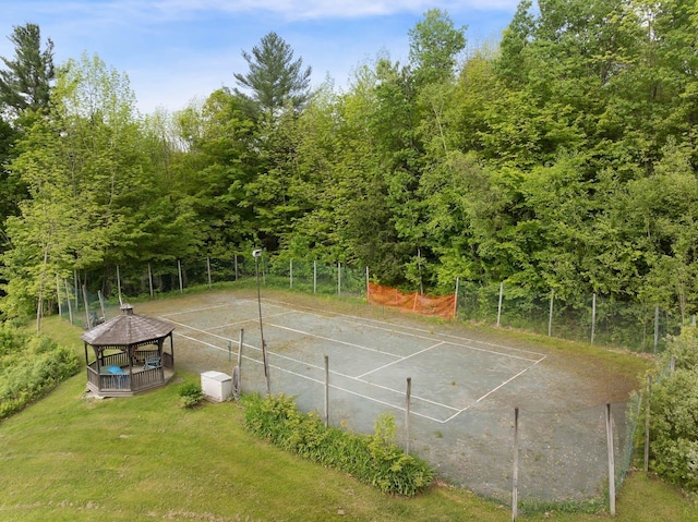 1065 Center Fayston Rd, Fayston, VT 05660 - view of tennis court with a gazebo