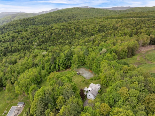 1065 Center Fayston Rd, Fayston, VT 05660 - aerial view of property and surrounding area featuring a forest and mountains
