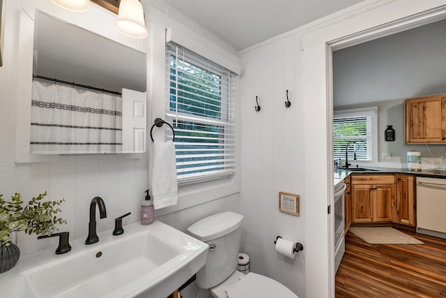 6 Chalet Dr, Gilford, NH 03249 - full bathroom featuring a sink, wood finished floors, and toilet