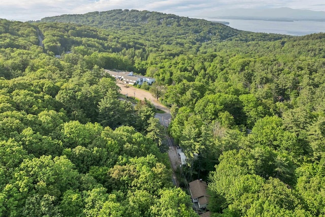 6 Chalet Dr, Gilford, NH 03249 - aerial view of property and surrounding area featuring a heavily wooded area and mountains