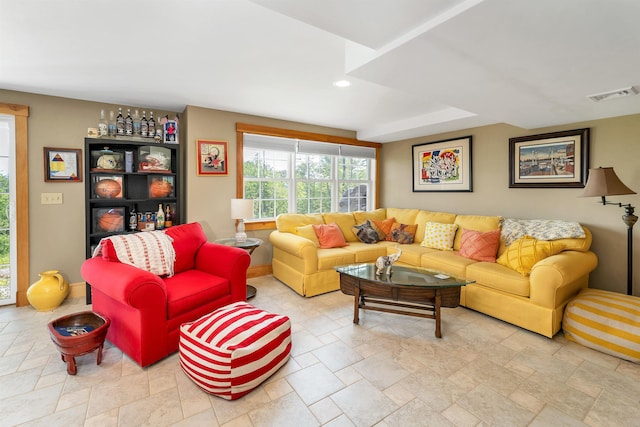 4 Mountain Ridge Dr, Meredith, NH 03253 - living room featuring stone finish floors and recessed lighting