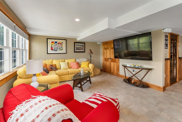 4 Mountain Ridge Dr, Meredith, NH 03253 - living area featuring baseboards, recessed lighting, and stone finish floors