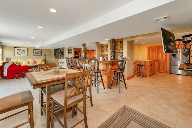 4 Mountain Ridge Dr, Meredith, NH 03253 - dining area with recessed lighting and bar with sink
