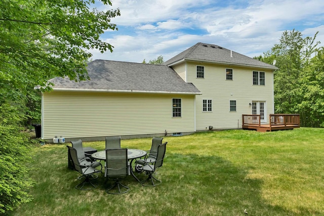 103 Green Farm Rd, New Ipswich, NH 03071 - rear view of property with a deck, a yard, and a shingled roof
