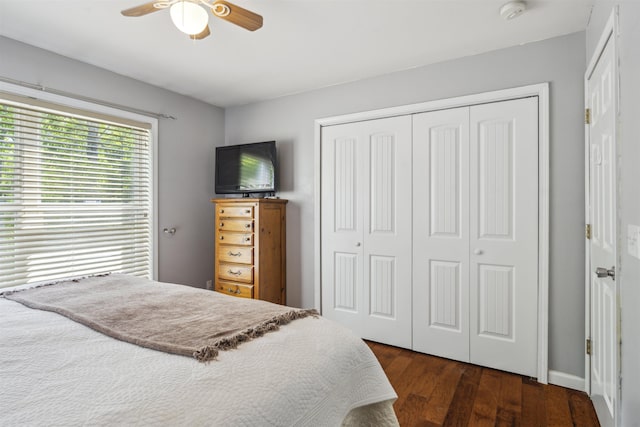 19 Wendy Dr, Alton, NH 03810 - bedroom with wood finished floors, ceiling fan, and a closet