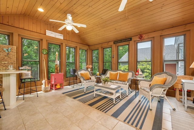 52 Meadow Ln, Belmont, NH 03220 - sunroom featuring lofted ceiling, wood ceiling, and wood walls