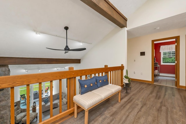 52 Meadow Ln, Belmont, NH 03220 - sitting room with rail lighting, wood finished floors, ceiling fan, baseboard heating, and baseboards
