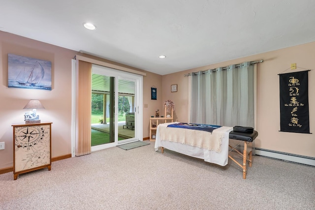 52 Meadow Ln, Belmont, NH 03220 - carpeted bedroom with access to outside, baseboards, and recessed lighting