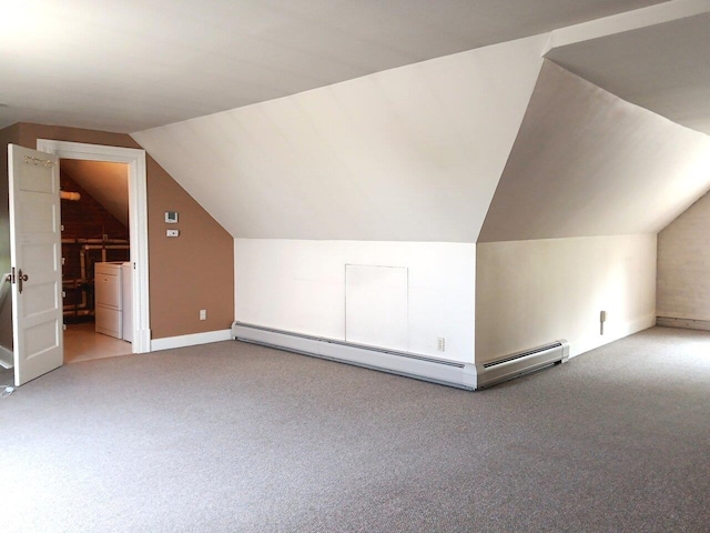 406 Dalton Dr Unit D, Colchester, VT 05446 - bonus room featuring carpet, lofted ceiling, baseboard heating, and washer / dryer