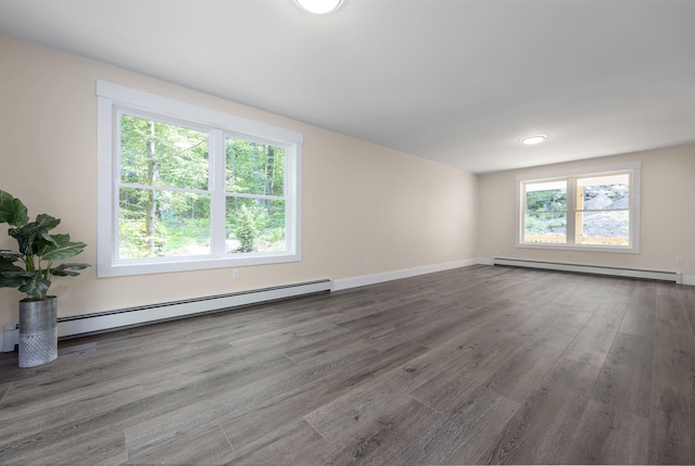 80 Scott Dr, Alton, NH 03810 - empty room featuring baseboard heating, healthy amount of natural light, a baseboard radiator, and wood finished floors