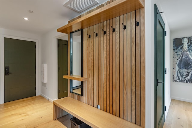 69 Hourglass Dr Unit 205, Stowe, VT 05672 - mudroom featuring light wood-type flooring, recessed lighting, and baseboards