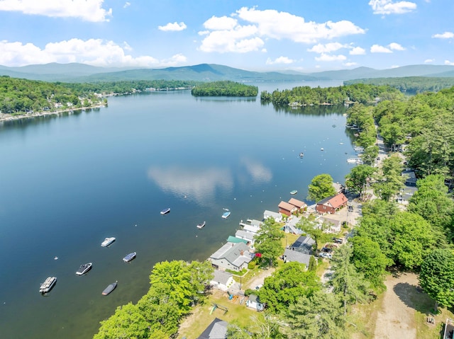 57 Lakeside Rd, Bristol, NH 03222 - bird's eye view of a water and mountain view and a heavily wooded area