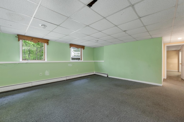 161 Frank C Gilman Hwy, Alton, NH 03809 - spare room with carpet, a paneled ceiling, baseboard heating, and baseboards