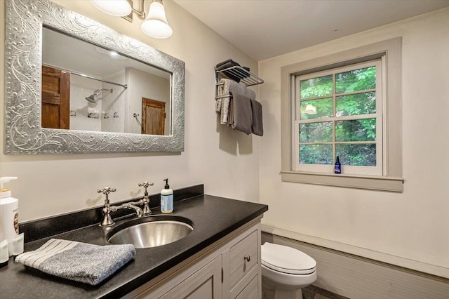 4780 Mountain Rd, Stowe, VT 05672 - full bath with vanity, toilet, and curtained shower