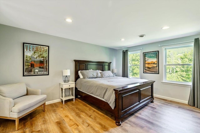 165 Golf Course Rd, Warren, VT 05674 - bedroom with light wood-type flooring, baseboards, and recessed lighting