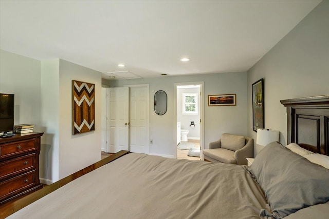 165 Golf Course Rd, Warren, VT 05674 - bedroom featuring baseboards, recessed lighting, and connected bathroom