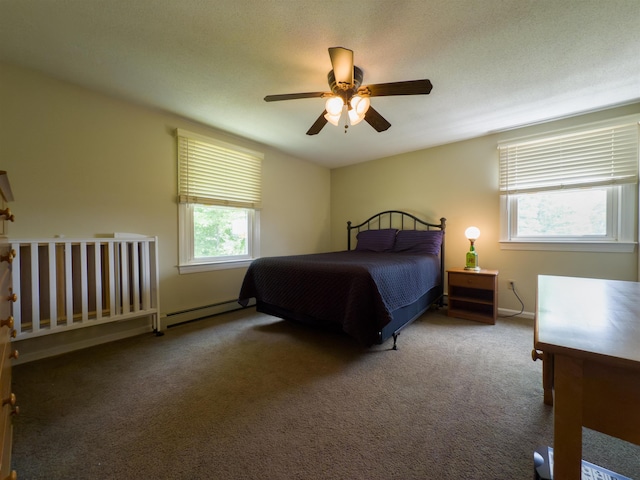 402 E Rd, Cornish, NH 03745 - carpeted bedroom with a baseboard radiator and ceiling fan