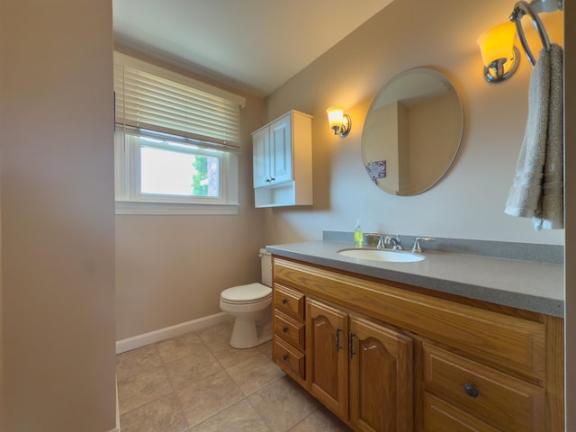 402 E Rd, Cornish, NH 03745 - bathroom featuring vanity, baseboards, toilet, and tile patterned floors