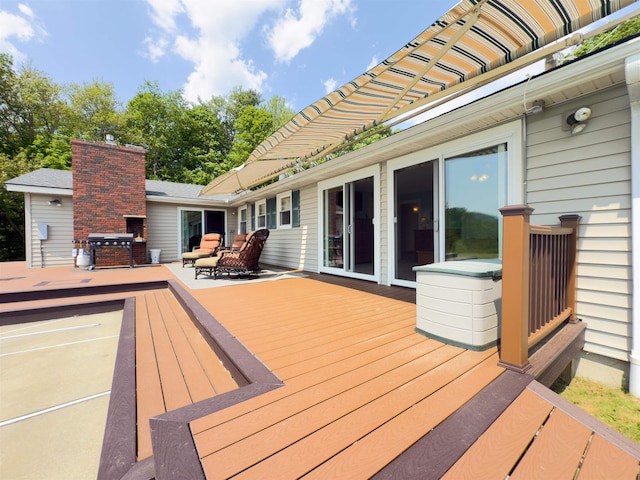 402 E Rd, Cornish, NH 03745 - wooden deck with grilling area and an outdoor hangout area