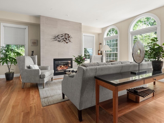 200 Lake St Unit 16, Burlington, VT 05401 - living area with wood finished floors and a tile fireplace