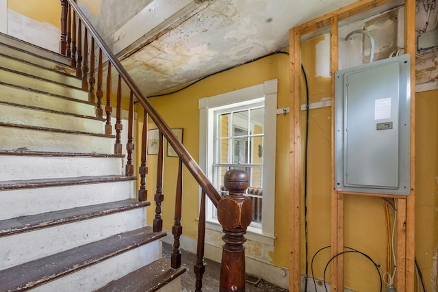 9 Laurel St, Whitefield, NH 03598 - stairway featuring electric panel