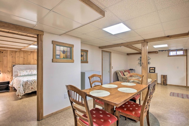 105 Valley View Rd, Easton, NH 03580 - dining space with a paneled ceiling, light floors, baseboards, and washer / clothes dryer