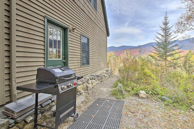 105 Valley View Rd, Easton, NH 03580 - view of patio / terrace with a mountain view and grilling area