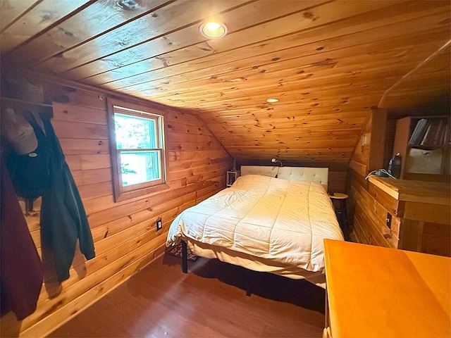 422/431 Little Rutland Rd, Castleton, VT 05735 - bedroom featuring wood ceiling, wood finished floors, wood walls, and lofted ceiling