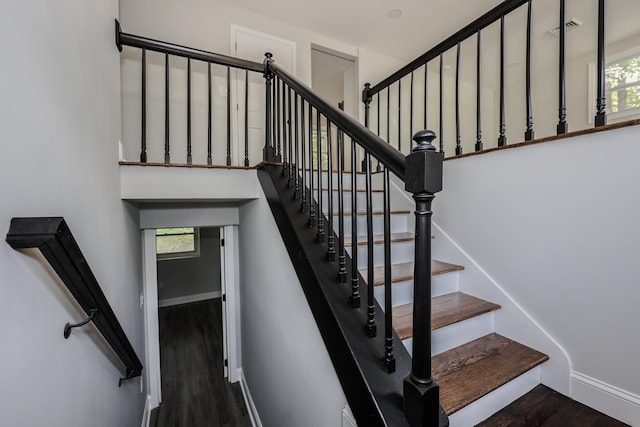 21 Ridgefield Dr, Milford, NH 03055 - stairs with wood finished floors, baseboards, and healthy amount of natural light