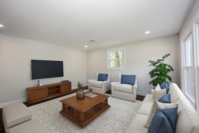 21 Ridgefield Dr, Milford, NH 03055 - living room featuring baseboards, recessed lighting, and wood finished floors