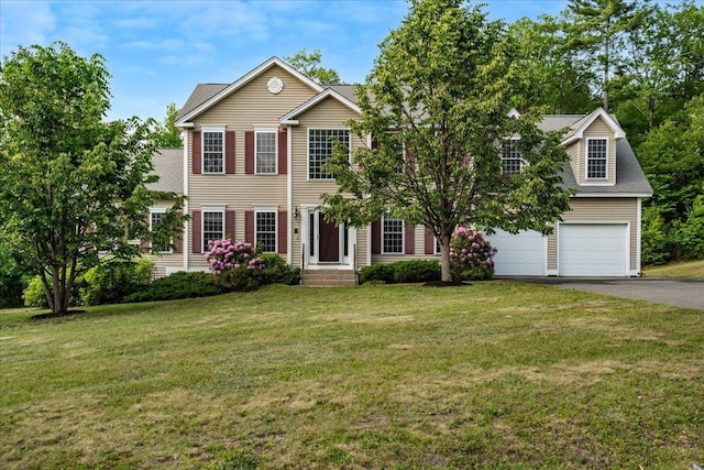 6 Samuels Ct, Dunbarton, NH 03046 - colonial-style house with asphalt driveway, a garage, and a front yard