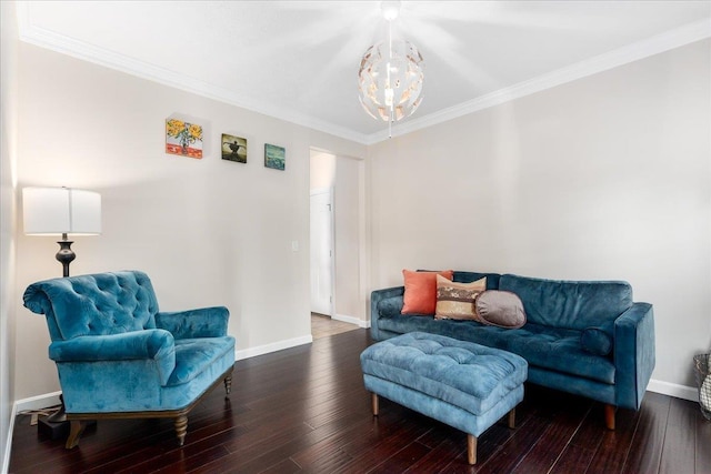 6 Samuels Ct, Dunbarton, NH 03046 - sitting room featuring a chandelier, baseboards, hardwood / wood-style floors, and ornamental molding
