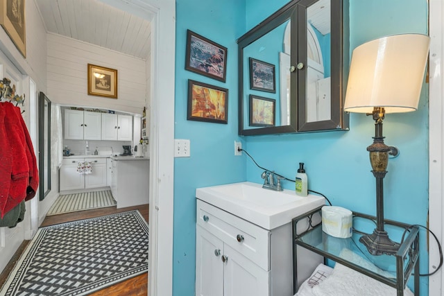 10 Whiteface Rd, Sandwich, NH 03259 - bathroom with vanity and wood ceiling
