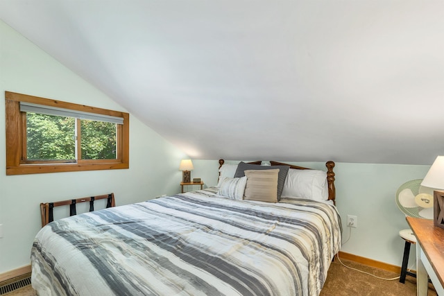 7 Acorn Dr, Alton, NH 03810 - bedroom featuring vaulted ceiling, baseboards, and carpet