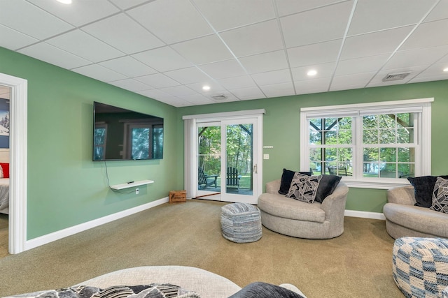 7 Acorn Dr, Alton, NH 03810 - living area with carpet flooring, baseboards, recessed lighting, and a drop ceiling