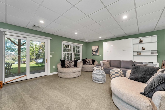 7 Acorn Dr, Alton, NH 03810 - carpeted living area with a paneled ceiling and recessed lighting
