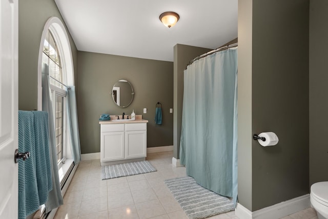 33 Winterberry Ln, Plymouth, NH 03264 - bathroom with vanity, a stall shower, healthy amount of natural light, and toilet