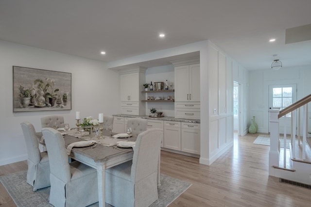 338 Pine Hill Rd, Hollis, NH 03049 - dining area with light wood-type flooring, recessed lighting, and baseboards