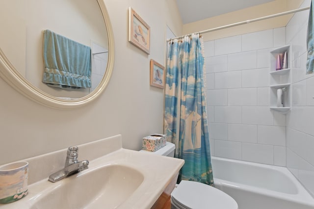 180 Ash St, Conway, NH 03860 - bathroom featuring toilet, shower / bath combo with shower curtain, and vanity