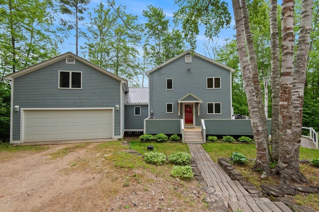 180 Ash St, Conway, NH 03860 - traditional-style home with driveway, metal roof, and a wooden deck