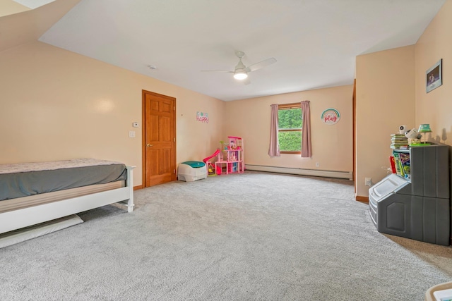 290 Cornish Tpke, Newport, NH 03773 - carpeted bedroom with a baseboard radiator, ceiling fan, and baseboards