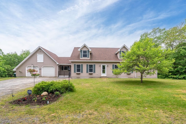 290 Cornish Tpke, Newport, NH 03773 - cape cod-style house featuring dirt driveway, a front lawn, a garage, and a shingled roof