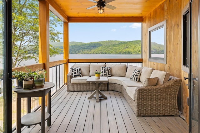 111 Nh Route 4a, Enfield, NH 03748 - sunroom featuring ceiling fan, an outdoor hangout area, and healthy amount of natural light