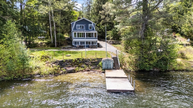 6 Paquette Ln, Sunapee, NH 03782 - dock with stairs, a water view, and a forest view