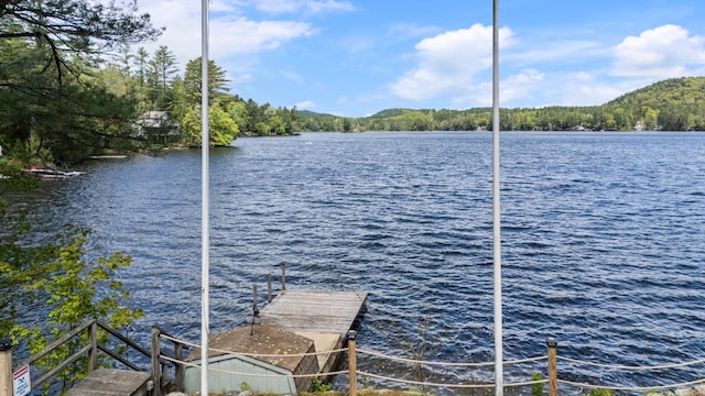 6 Paquette Ln, Sunapee, NH 03782 - dock area featuring a water view and a forest view