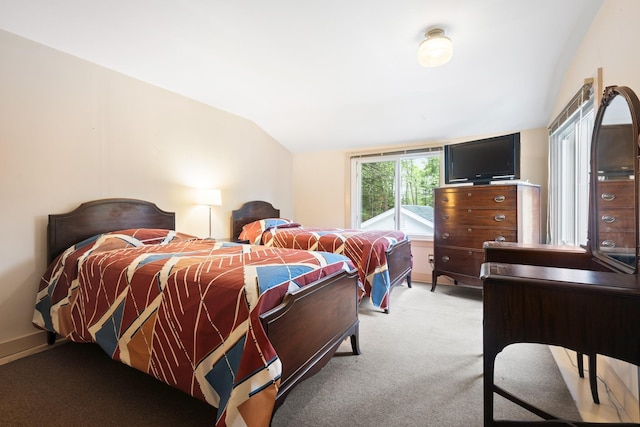 183 Mountain View Rd, Whitefield, NH 03598 - bedroom featuring lofted ceiling and light colored carpet