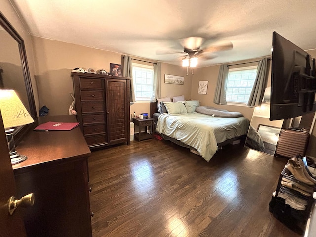 4 Mount Vernon Dr, Pelham, NH 03076 - bedroom with dark wood-type flooring, multiple windows, and ceiling fan