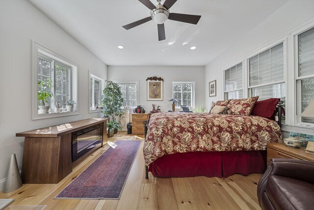 109 Temple Rd, Wilton, NH 03086 - bedroom featuring wood finished floors, recessed lighting, and a ceiling fan
