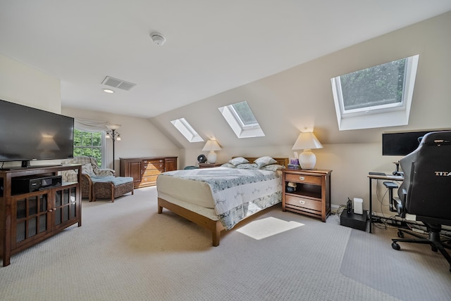 109 Temple Rd, Wilton, NH 03086 - bedroom featuring a skylight, carpet floors, vaulted ceiling, and a desk